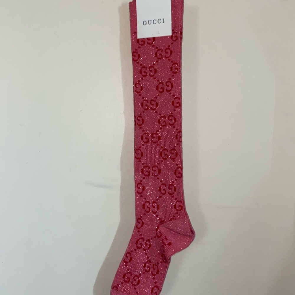 Gucci Socks Unisex Lame GG Pink